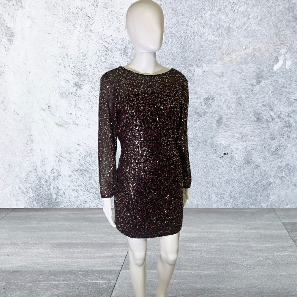 H&M Long Sleeve Low Back & Red Sequin Dress - Picture 2 of 7